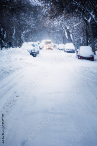 Snowy street in Montreal Canada © Ievgenii