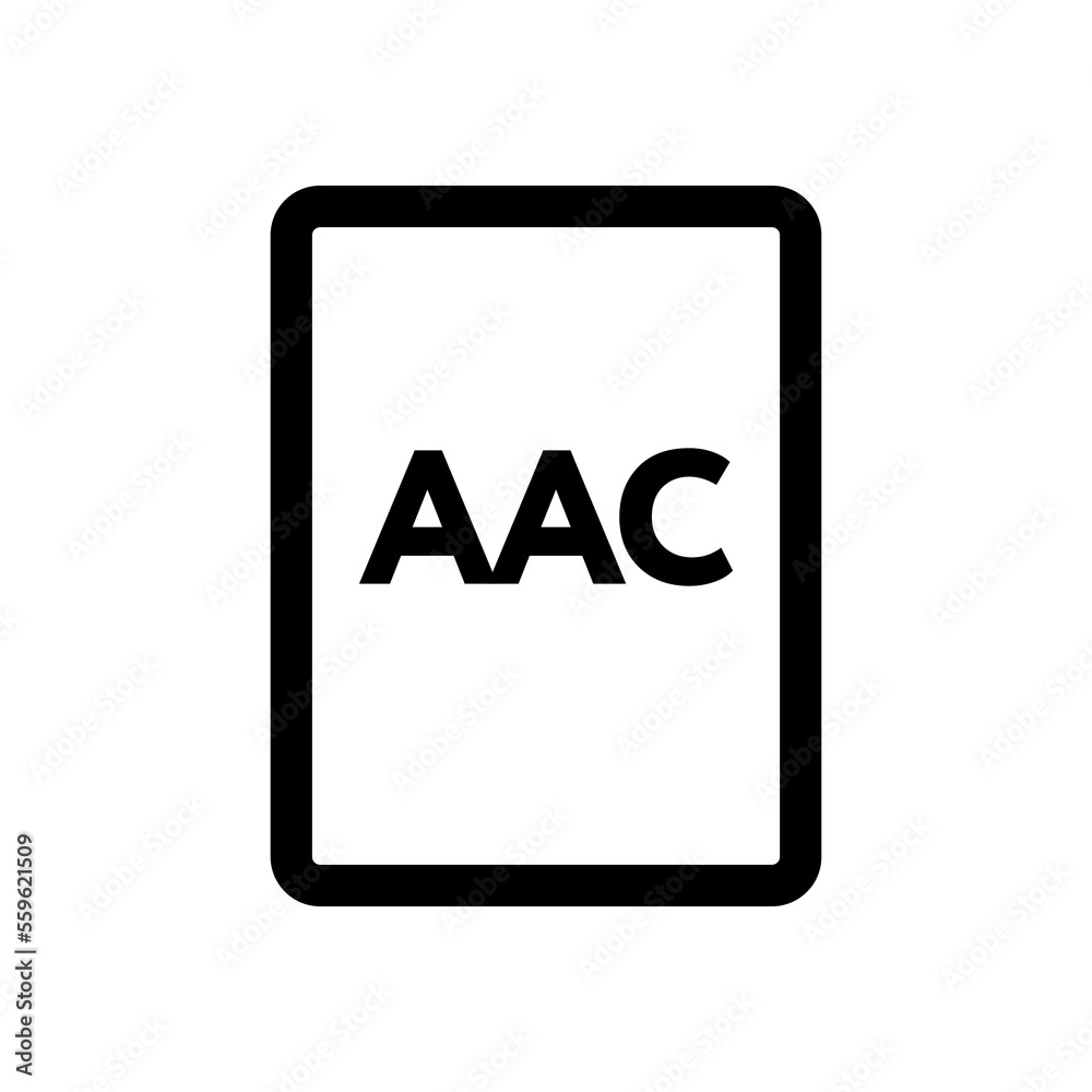 AAC file icon line isolated on white background. Black flat thin icon on modern outline style. Linear symbol and editable stroke. Simple and pixel perfect stroke vector illustration. AAC file icon line isolated on white background. Black flat thin icon on modern outline style. Linear symbol and editable stroke. Simple and pixel perfect stroke vector illustration.