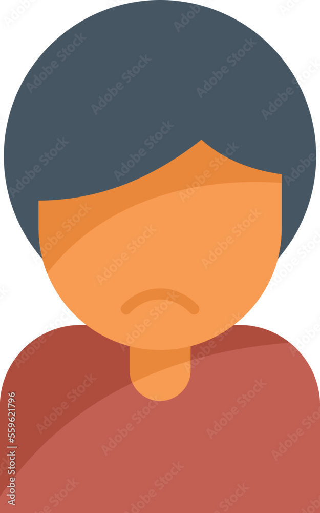 Sad person icon flat vector. Negative business. Social media isolated Sad person icon flat vector. Negative business. Social media isolated