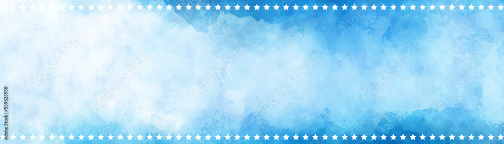 Obraz premium July 4th background design, watercolor painted blue and white texture with star border, patriotic presidents day, veterans day, or memorial day background, blank award template