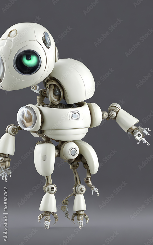Generative AI image of tiny translucent steampunk alien robots, cute and adorable Generative AI image of tiny translucent steampunk alien robots, cute and adorable