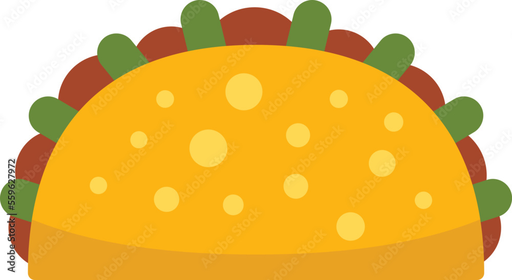 Taco food icon flat vector. Mexican food. Tacos menu isolated Taco food icon flat vector. Mexican food. Tacos menu isolated
