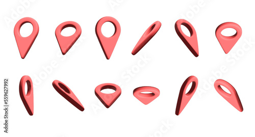 Set of 3D map pin location icons