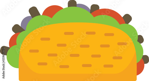 Meat taco icon flat vector. Mexican food. Tacos beef isolated