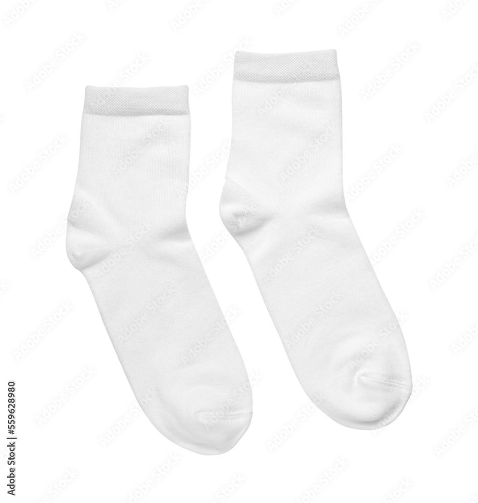 Pair of new socks isolated on white, top view Pair of new socks isolated on white, top view