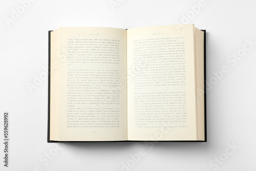 Obraz na plátne Open book on white background, top view