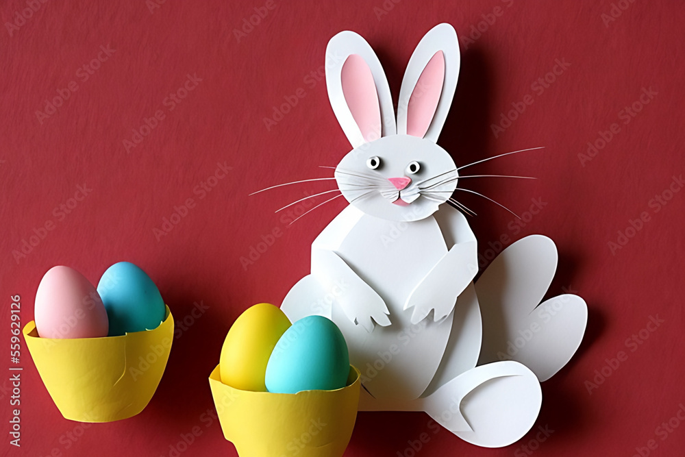 paper cut april easter bunny with egg