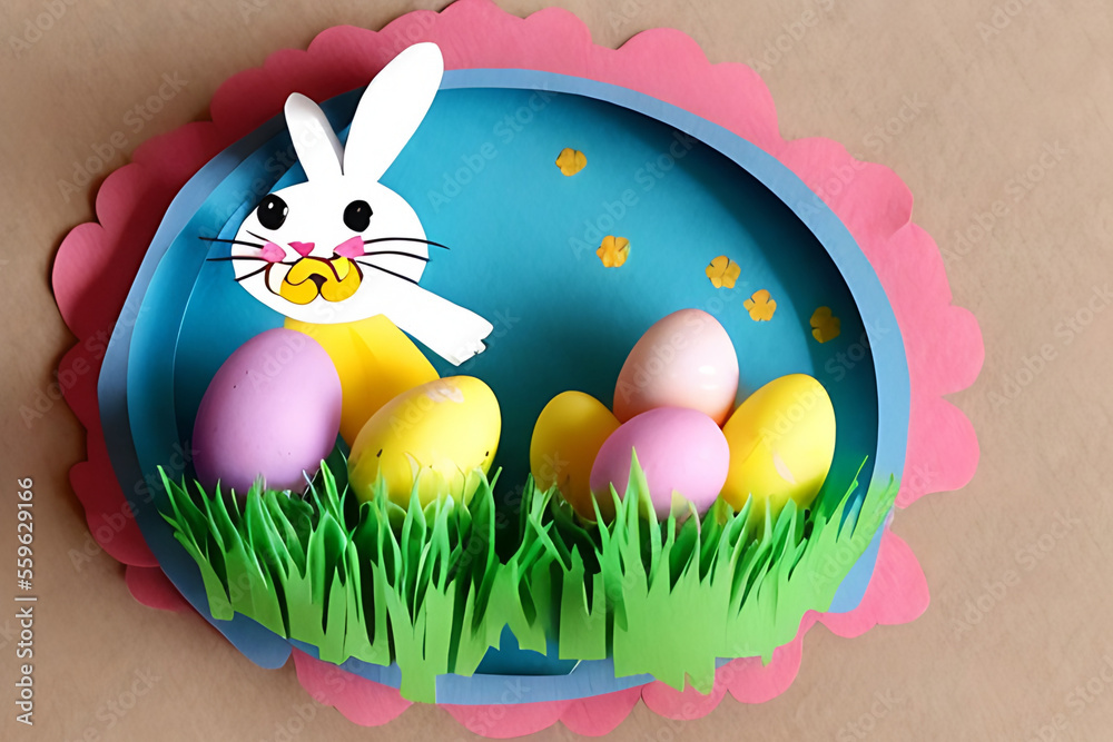 paper cut april easter bunny with egg