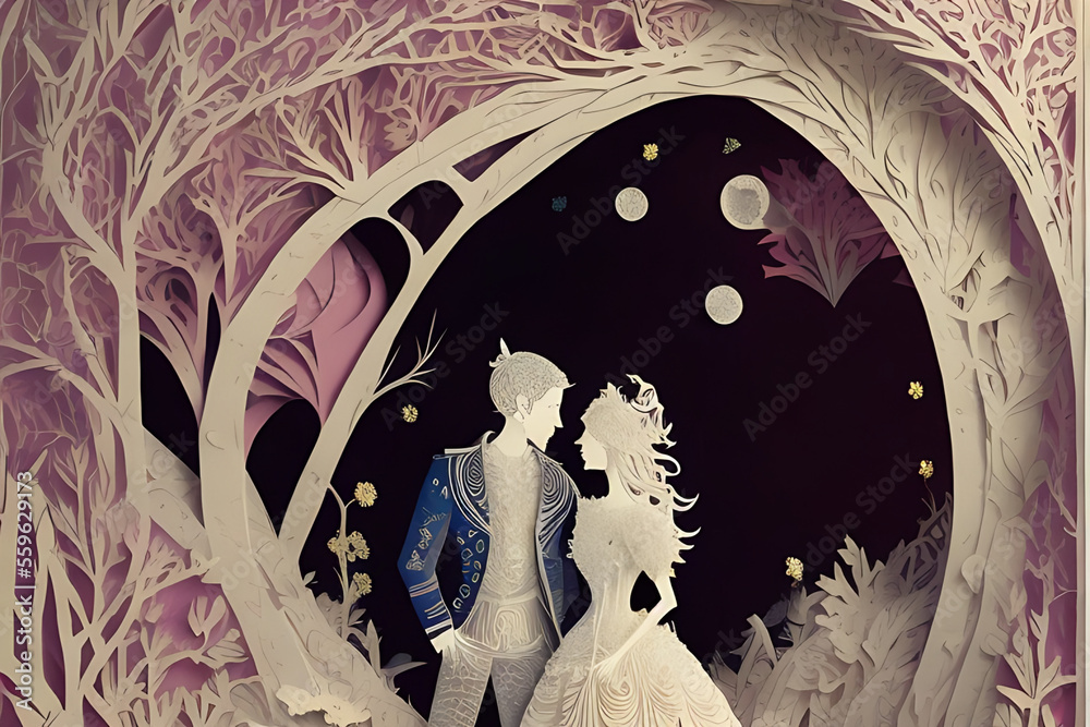 paper cut romantic artistic valentines wedding engagement card design