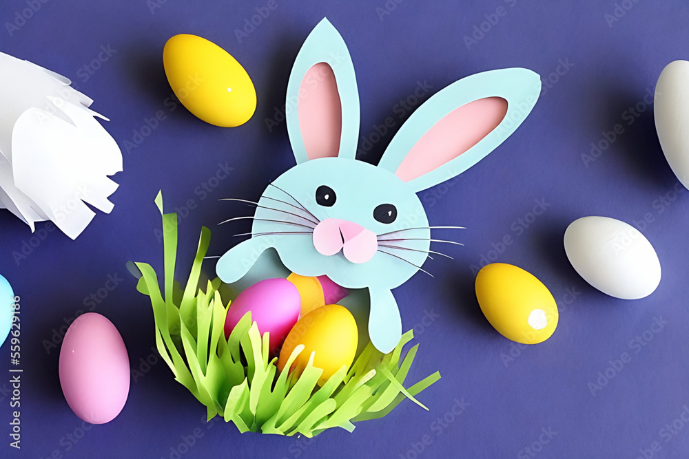 paper cut april easter bunny with egg
