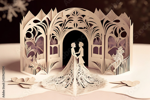 Obraz na płótnie exquisite wedding couple invitation card design w salonie