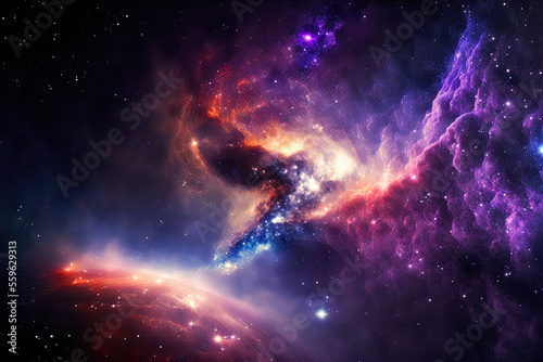 Space s Milky Way Nebula and galaxies. Generative AI