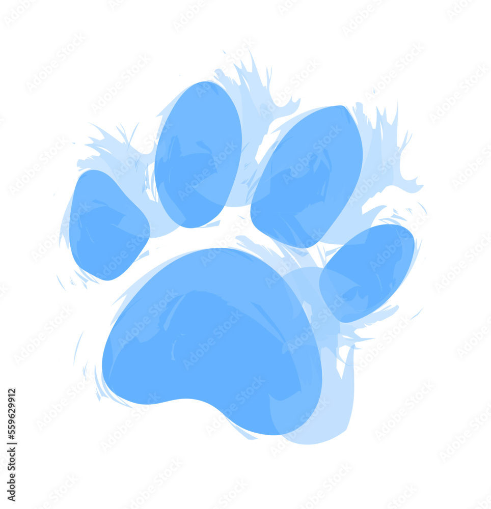 Niebieska psia łapka ilustracja - obrazy, fototapety, plakaty 