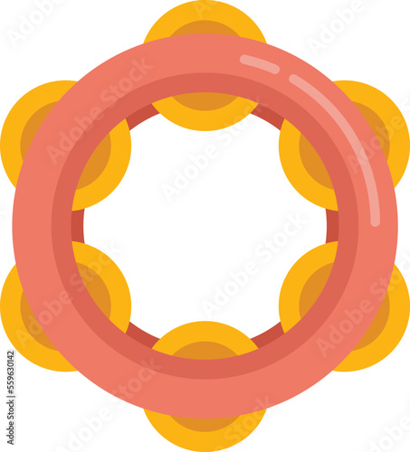 Bell tambourine icon flat vector. Music carnival. Concert band isolated
