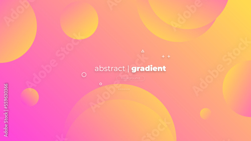 Abstract Modern Background with Retro Memphis Motion Round Circle Lines Element and Purple Pink Orange Gradient Color