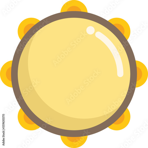 Carnival tambourine icon flat vector. Music drum. Leather sound isolated