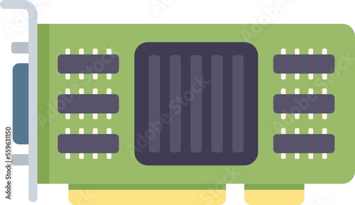 Fan gpu card icon flat vector. Pc graphic. Memory video isolated