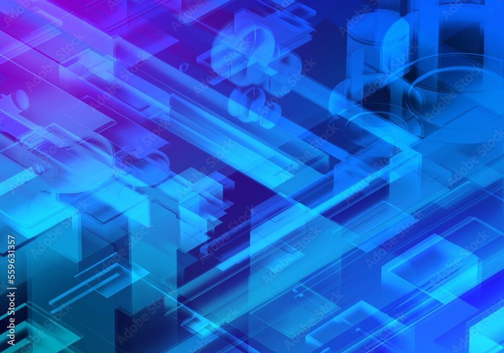 Abstract 3d blue purple color blockchain isometric digital technology texture background. Abstract 3d blue purple color blockchain isometric digital technology texture background.