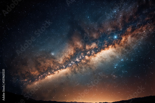 the universe's milky way galaxy, stars, and space dust are all vividly visible. Generative AI