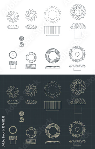 Different types of gears blueprints