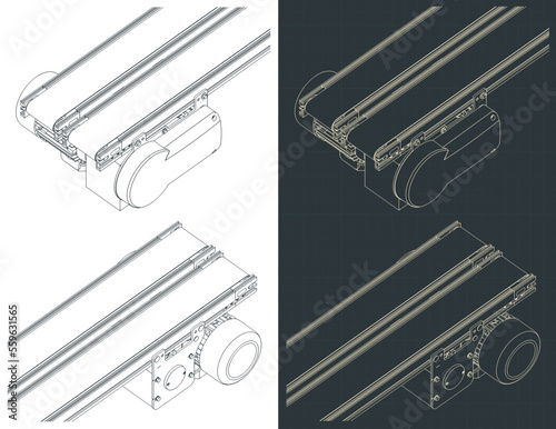 Double belt conveyor isometric close up