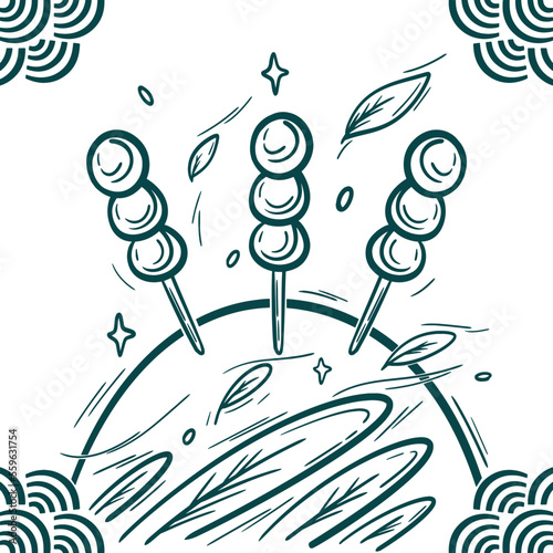 Asian food Collection clip art. Dango illustration