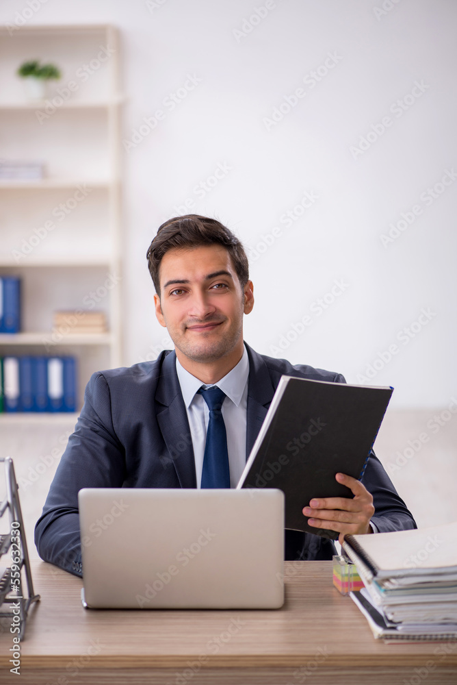 Young male employee working in the office Young male employee working in the office