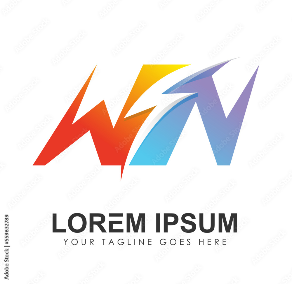 WN Monogram Bolt Logo vector icon WN Monogram Bolt Logo vector icon