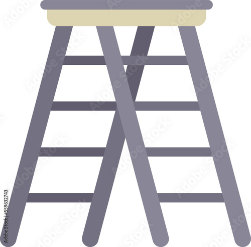 Construction ladder icon flat vector. Wooden step. Metal stair isolated