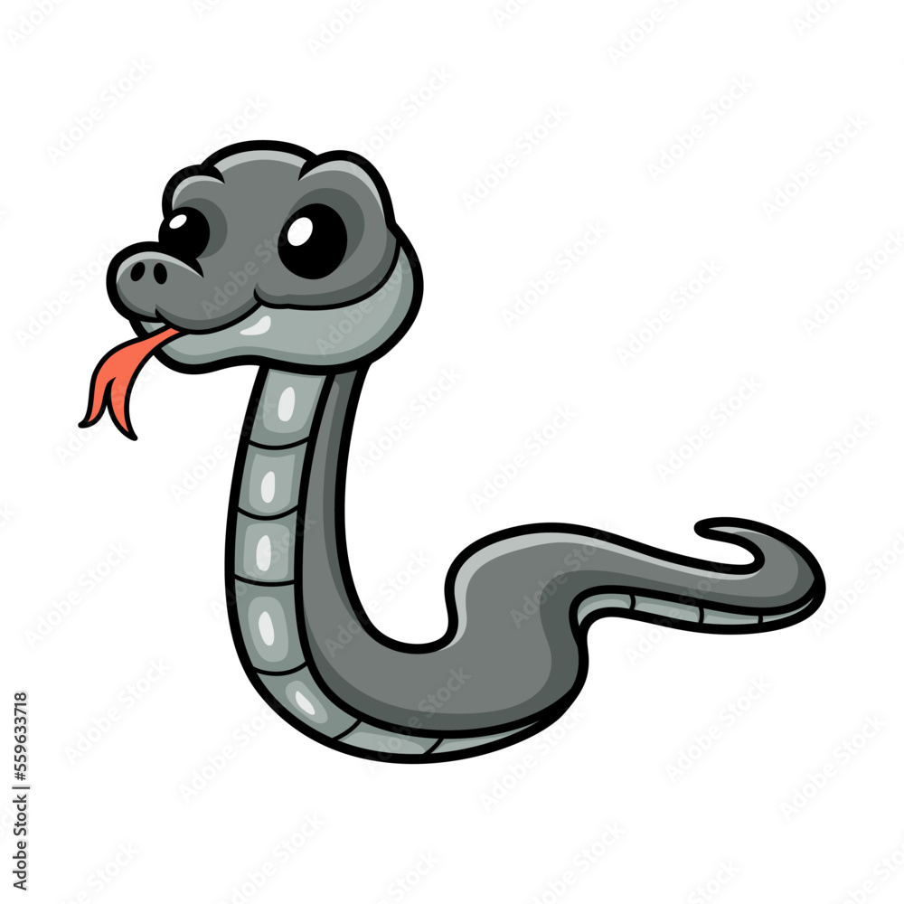 Fototapeta premium Cute black mamba snake cartoon