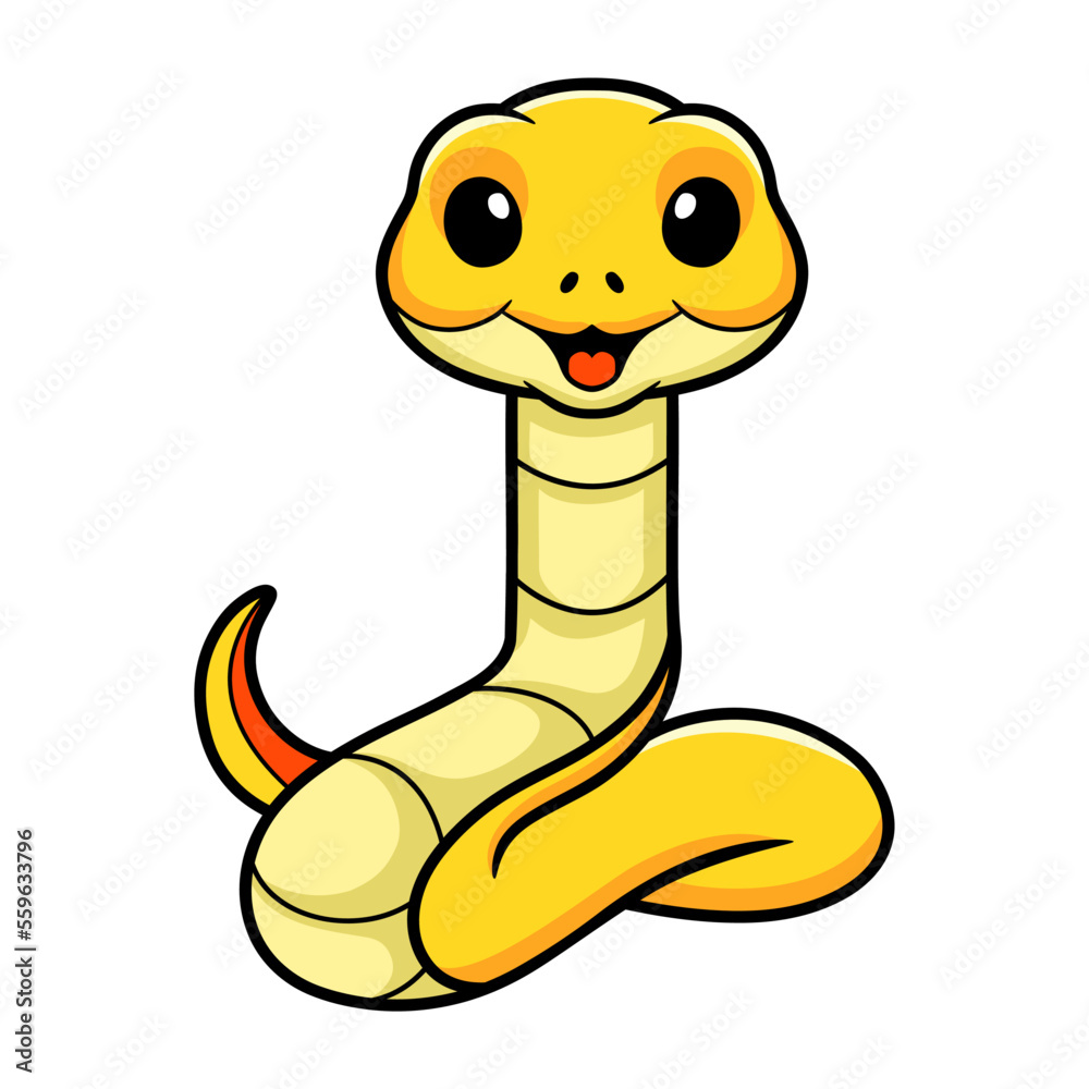 Fototapeta premium Cute yellow insularis snake cartoon