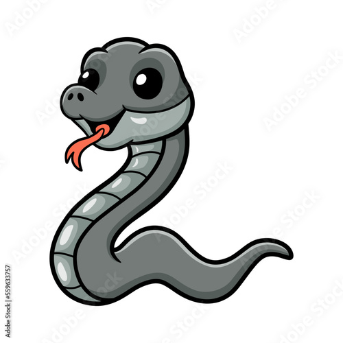 Cute black mamba snake cartoon