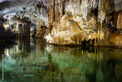 Inside the cave Grotta del Bue Marino on Sardinia, Italy photo