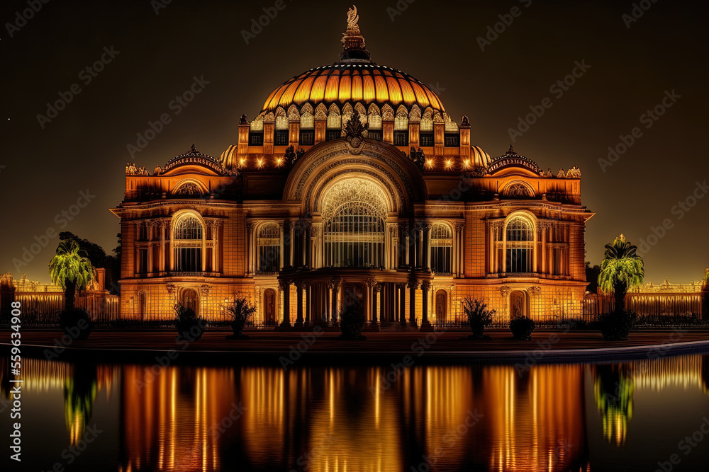 the Mexico City Palace of Fine Arts. Generative AI