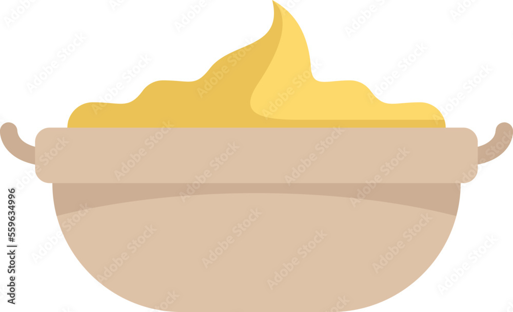Mashed food icon flat vector. Mash potato. Bowl meal isolated Mashed food icon flat vector. Mash potato. Bowl meal isolated