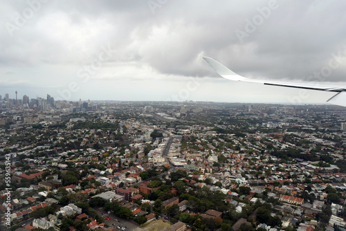 Photography Aerial view of Sydney from an airplane during touchdown.