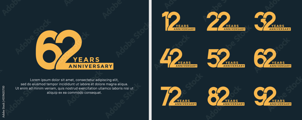 set of anniversary logo style gold color on dark blue background for special moment set of anniversary logo style gold color on dark blue background for special moment