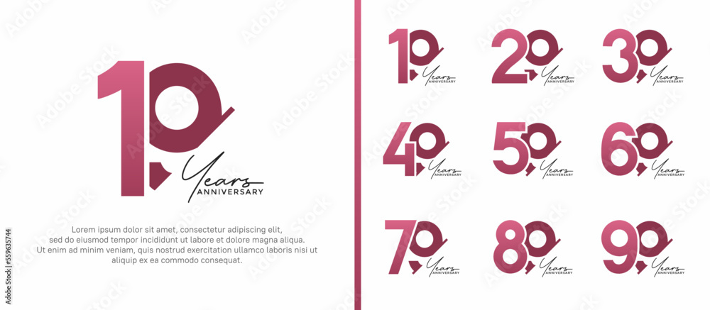 set of anniversary logo style purple and black color on white background for special moment set of anniversary logo style purple and black color on white background for special moment