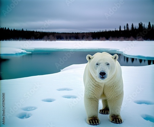 polar bear on the pack ice in the arctic sea  north of svalbard