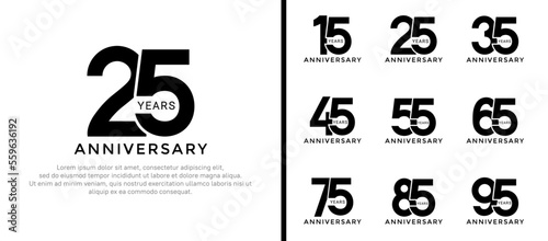 set of anniversary logo style black color on white background for special moment