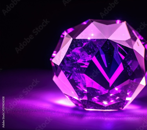 3d render of a crystal glass with a diamond on a blue background