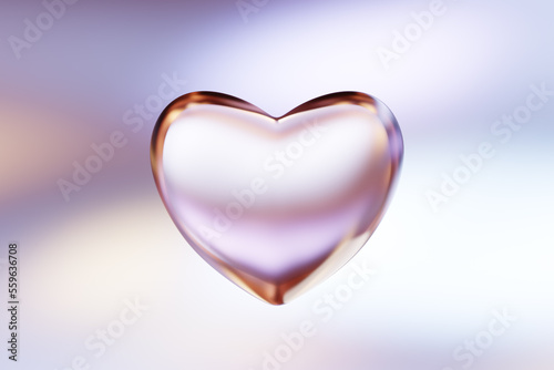 heart shape glass morphism  3d rendering