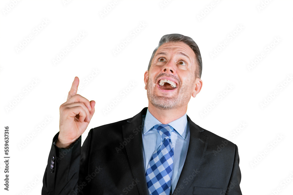 Happy male manager getting an idea on studio Happy male manager getting an idea on studio