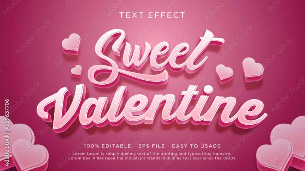 Sweet valentine text style effect