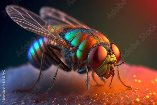 An extremely sharp and detailed portrait of fruit fly macro. Generative AI. Detailed fruit fly. Fruit fly macro.