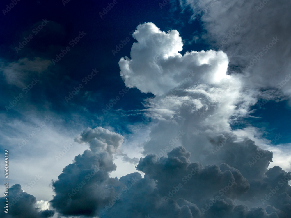 Dramatic dark storm thundercloud rain clouds on black sky background ...