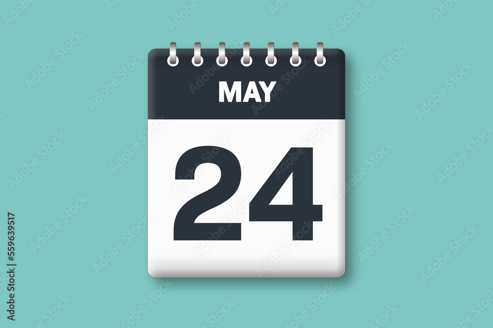 May 24 - Calender Date 24th of May on Cyan / Bluegreen Background May 24 - Calender Date 24th of May on Cyan / Bluegreen Background