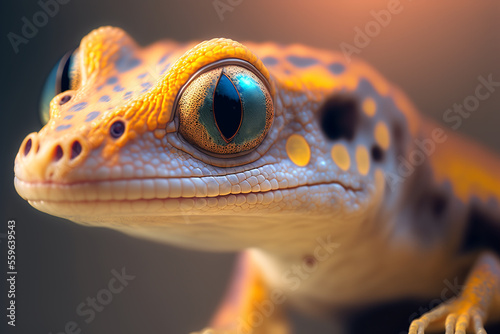 An extremely sharp and detailed portrait of gecko macro. Generative AI. Detailed gecko. Gecko macro.