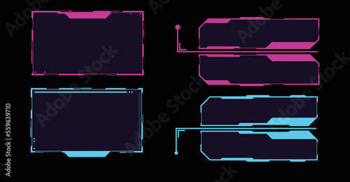Scifi futuristic HUD, GUI, UI interface set for game and VR design. Virtual reality graphic box, big set futuristic elements