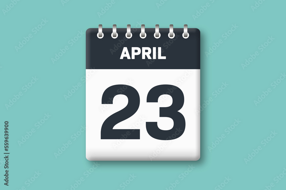 April 23 - Calender Date 23rd of April on Cyan / Bluegreen Background April 23 - Calender Date 23rd of April on Cyan / Bluegreen Background